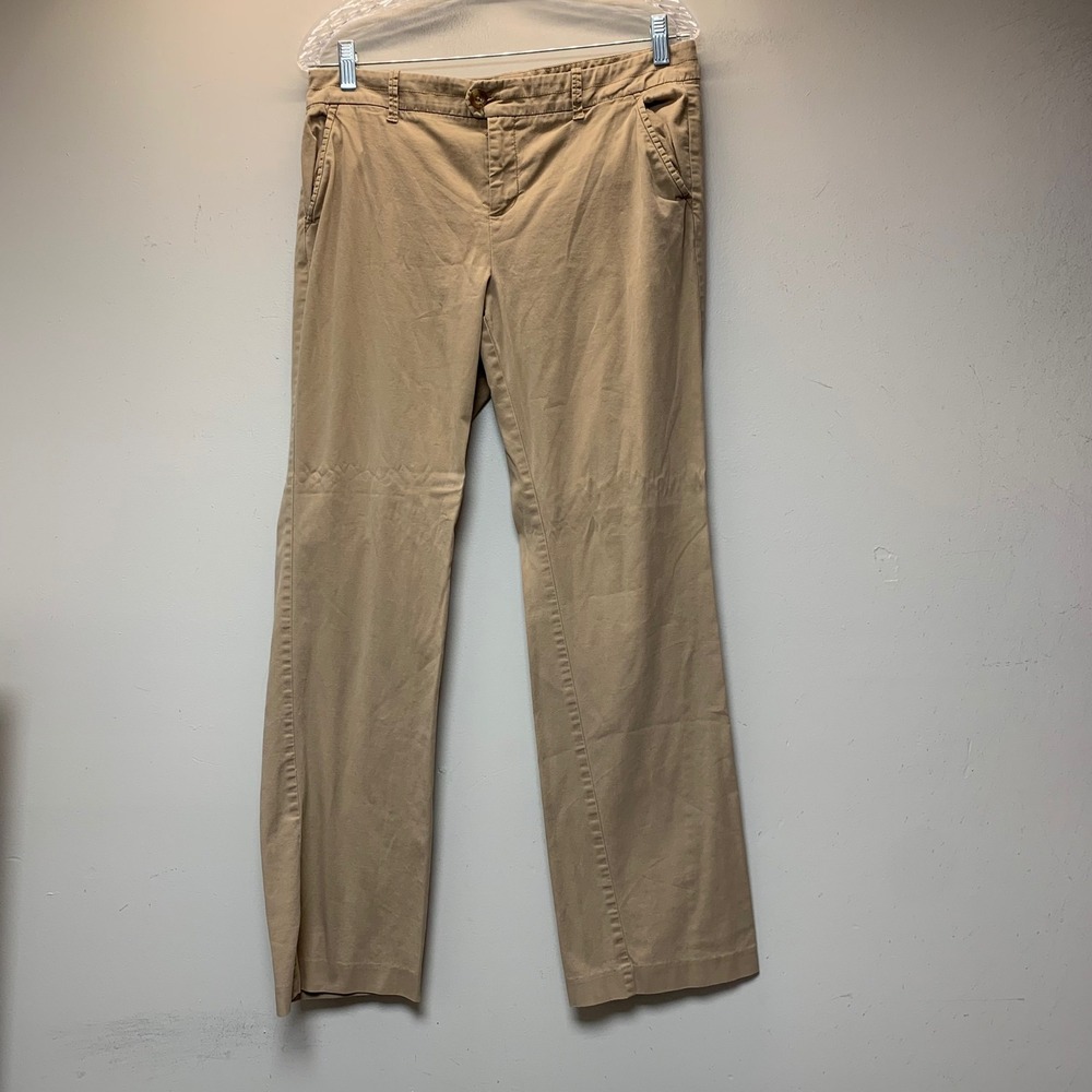 Old Navy Chino Pants Women Size 12 Khaki Tan Excellent Classic Rise Straight Leg